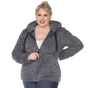 Plus Size Hooded Sherpa Jacket